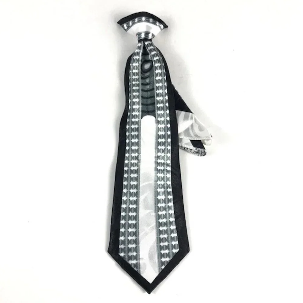 Gino Clericci Boy's Clip-on Tie Set Black White Charcoal Gray 100% Polyester